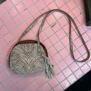 HOBO Brown and White Crossbody Leather Bag